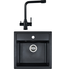 Комплект Мойка кухонная Wisent MW510-25 оникс + Смеситель W4355-3-25 оникс