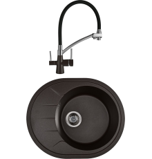 Комплект Мойка кухонная Wisent MWR620-27 кофе + Смеситель W4855-27-2 кофе, черный