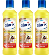 Набор Glorix Средство для мытья пола, лимонная энергия, антибактериальное, 1 л, 3 шт.