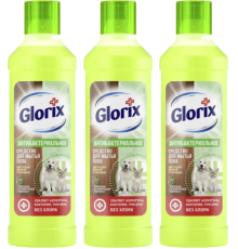Набор Glorix средство для мытья пола, цветущая яблоня и ландыш, антибактериальное, 1 л, 3 шт.