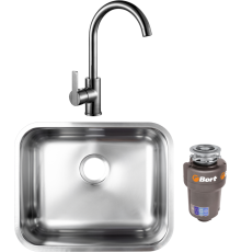 Комплект Мойка кухонная Grandex Aqua Select 200336 + Смеситель Alveus Tonia 1129055 + Измельчитель Bort Titan 5000 Control