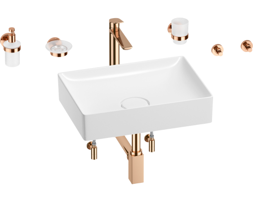Комплект Wellsee Pure BY Wellsee 201006374 белый глянцевый,  розовое золото, 9 в 1