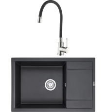 Комплект Мойка кухонная Granula 7805, черный + Смеситель Ledeme Rainbow L74004-2 черный