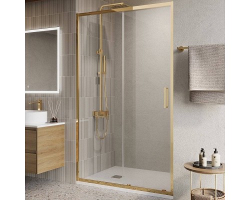 Душевая дверь в нишу BelBagno Luce BF-1-120-C-ORO профиль золото, стекло прозрачное
