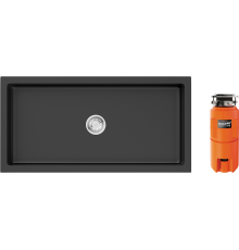 Комплект Мойка кухонная Omoikiri Mikura 91-BL черная + Измельчитель Nagare slim 500
