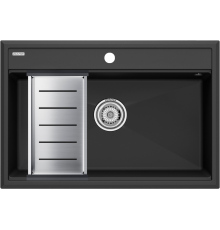 Мойка кухонная Paulmark Stepia PM117551-AN+A375-BS с коландером, антрацит