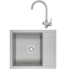 Комплект Мойка кухонная KRONA Flugel WRL780-500 1 78х50 см, gray + Смеситель Brunnen H270 1 gray