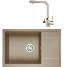 Комплект Мойка кухонная KRONA Flugel WRL780-500 1 78х50 см, sand + Смеситель Brunnen H315 1 sand