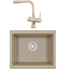 Комплект Мойка кухонная KRONA Quadrat W550-460 1 55х46 см, sand + Смеситель Brunnen H290 1 sand