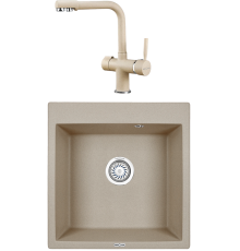 Комплект Мойка кухонная KRONA Quadrat W510-520 1 51х50 см, sand + Смеситель Brunnen H290 1 sand
