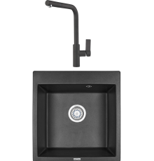 Комплект Мойка кухонная KRONA Quadrat W510-520 1 51х50 см, black + Смеситель Wasser H300 1 black