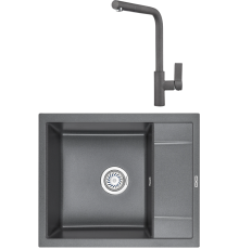 Комплект Мойка кухонная KRONA Flugel WR600-500 1 60х50 см, graphite + Смеситель Wasser H300 1 graphite