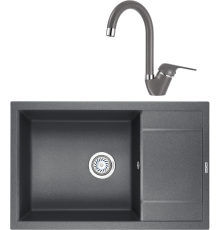 Комплект Мойка кухонная KRONA Flugel WRL780-500 1 78х50 см, graphite + Смеситель Wasser H270 1 graphite