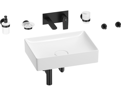 Комплект Wellsee Pure BY Wellsee 201006442 С ВНУТРЕННЕЙ ЧАСТЬЮ, глянцевый белый, матовый черный, 8 в 1