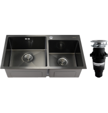 Комплект Мойка кухонная Melana S7843HB графит + Измельчитель Bone Crusher BC 810-SL Slim Line