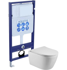 Комплект Унитаз подвесной AQUATEK Бетта AQ1253W-00 безободковый, с микролифтом + Инсталляция Standard INS-0000012