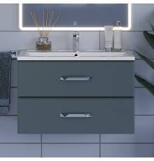 Тумба с раковиной Uperwood Foster 80 подвесная, 2 ящика, серый графит