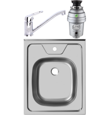 Комплект Мойка кухонная Ukinox Стандарт STD500.600 ---5C 0CS + Смеситель Domaci Равенна D11-000cr + Измельчитель Zorg Inox D ZR-75 D