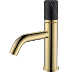 Смеситель для раковины Boheme Stick 121-G-MR-B золотой, мрамор черный