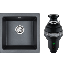 Комплект Мойка кухонная Paulmark Brilon PM104546-BLM черный металлик + Измельчитель Bone Crusher BC 1000-AS