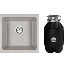 Комплект Мойка кухонная Paulmark Brilon PM104546-GR серый + Измельчитель Bone Crusher BC 810-AS