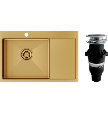 Комплект Мойка кухонная Paulmark Velten PM807851-BGL L, золото + Измельчитель Bone Crusher BC 810-SL Slim Line