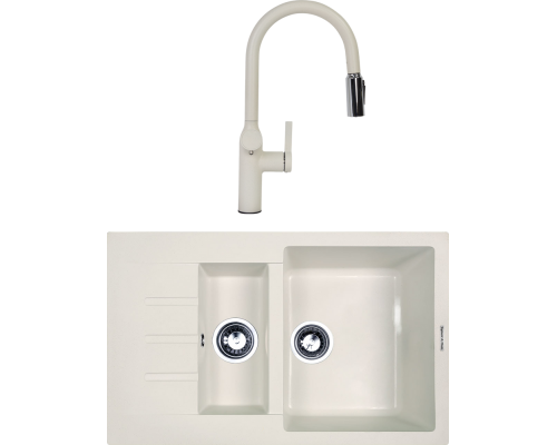 Комплект Мойка кухонная Zigmund   Shtain Rechteck 775.2 индийская ваниль + Смеситель ZS 2500 индийская ваниль