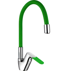 Смеситель для кухни Ledeme H53 L4153-5 с гибким изливом, хром, зеленый