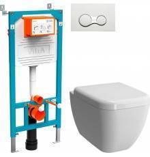 Комплект Унитаз подвесной VitrA Shift 7742B003-0075 с микролифтом + Крышка-сиденье NKP Dolce 0406 с микролифтом + Инсталляция 800-2009 с кнопкой смыва, белая