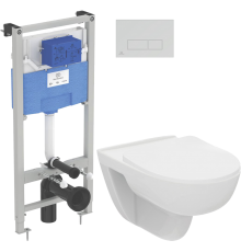 Комплект Унитаз подвесной Ideal Standard I.life A T471601 + Крышка R008501 + Инсталляция ProSys 120P R027767 + Кнопка ProSys Oleas R0119AA хром