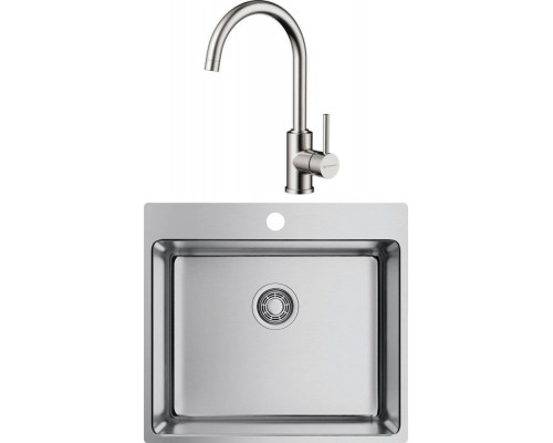 Комплект Мойка кухонная Omoikiri Amadare 55-IN + Смеситель Shinagawa BN нержавеющая сталь