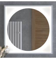 Зеркало Defesto Eclipse DF2228 80х80 белая рама, с LED-подсветкой