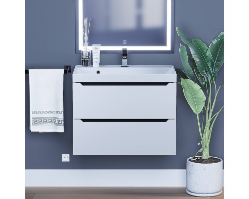 Тумба с раковиной Uperwood Tanos 70 подвесная, белая, графит