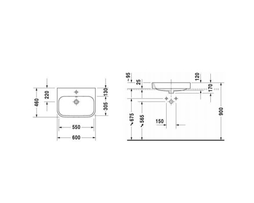 DURAVIT Happy D.2 Раковина 65х46 см, 1 отв., цвет: белый. 2315600000