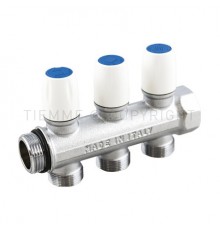 Коллекторы VERTI из хромированной латуни CW617N  1  3 вых.24x19 рез. Ø18. Межосевое расстояние 36 мм Tiemme. 1870001
