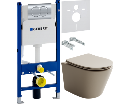 Комплект Унитаз подвесной Ceramicanova Balearica Rimless CN6000MC капучино матовый + Шумоизоляция Geberit + Инсталляция Duofix Delta 458.149.21.1 с кнопкой смыва, хром Комплект Унитаз подвесной Ceramicanova Balearica Rimless CN6000MC капучино матовый + Шумоизоляция Geberit + Инсталляция Duofix Delta 458.149.21.1 с кнопкой смыва, хром