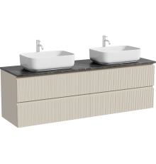 Тумба с раковиной Sancos Snob T 160, beige soft, столешница черный мрамор TT160A1X, раковина CN5043