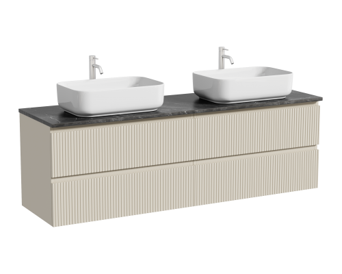 Тумба с раковиной Sancos Snob T 160, beige soft, столешница черный мрамор TT160A1X, раковина CN5043