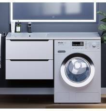 Тумба с раковиной Uperwood Tanos 120 L под стиральную машину, подвесная, белая, графит