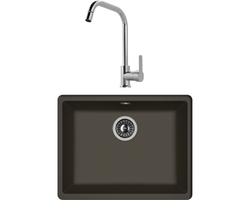 Комплект Мойка кухонная Florentina Вега 500 антрацит + Смеситель MEGA City MG- ZRV104 хром