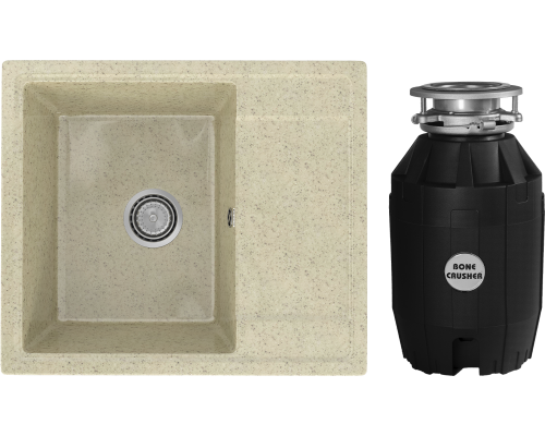 Комплект Мойка кухонная Practik PR-M 575-002 слоновая кость + Измельчитель Bone Crusher BC 810-AS
