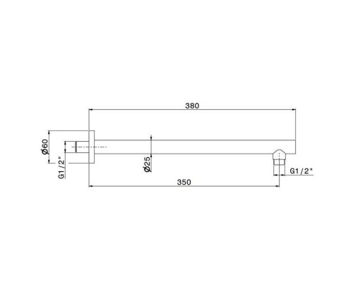 Newform X-STEEL 316 Кронштейн для верхнего душа, настенный., L=350 мм, G1/2, цвет: PVD Brushed gun metal. 29390X.59.064 Newform X-STEEL 316 Кронштейн для верхнего душа, настенный., L=350 мм, G1/2, цвет: PVD Brushed gun metal. 29390X.59.064