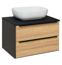 Тумба RUNO Мальта 70, подвесная, дуб/черный 00-00001097