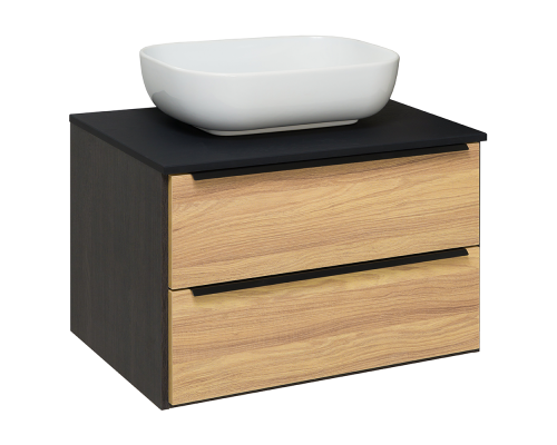 Тумба RUNO Мальта 70, подвесная, дуб/черный 00-00001097