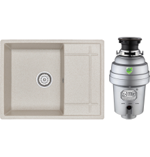 Комплект Мойка кухонная Granula 6501, пирит + Измельчитель Zorg Inox D ZR-56 D