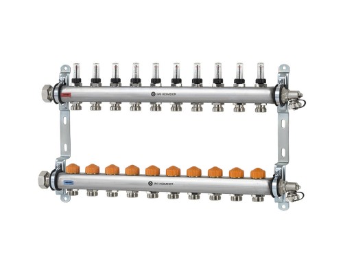 Коллектор распределительный Heimeier Dynacon Eclipse с регуляторами расхода, 10 контуров 9340-10.800