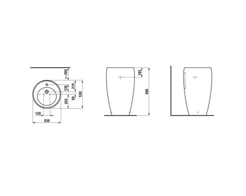 Laufen Alessi One Раковина 53х53х90см, 1 отв., свободностоящие, покрытие LLC, цвет: белый. 8.1197.2.400.104.1 Laufen Alessi One Раковина 53х53х90см, 1 отв., свободностоящие, покрытие LLC, цвет: белый. 8.1197.2.400.104.1