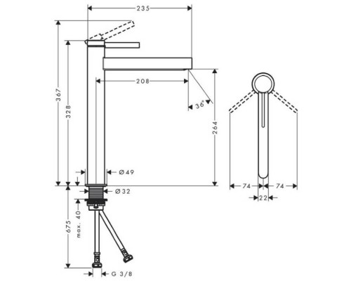 Hansgrohe Finoris Смеситель для раковины, 1 отв., с донным клапаном, цвет: хром. 76070000 Hansgrohe Finoris Смеситель для раковины, 1 отв., с донным клапаном, цвет: хром. 76070000