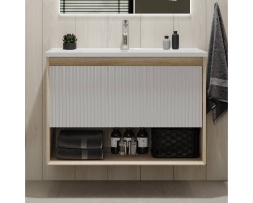 Тумба под раковину Jorno Tossony 90 сонома светлая, белый