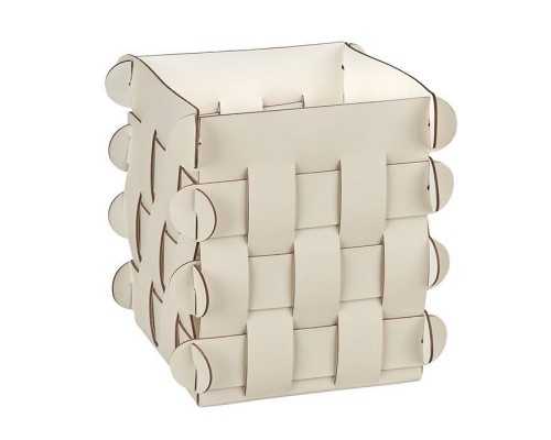 ADJ Корзинка Shlesser, 13x13xH17 см., цвет: панна котта/белый ADJ Корзинка Shlesser, 13x13xH17 см., цвет: панна котта/белый
